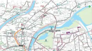 Carte des transports en commun focus sur Caluire